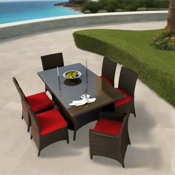 Forever Patio Barbados Resin Wicker 7 Piece Rectangle Dining Set