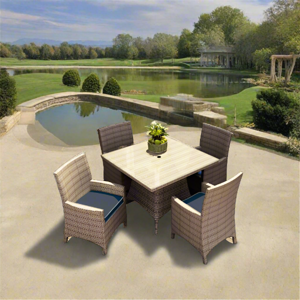 Forever Patio Hampton 5 Piece Wicker Dining Set With Arm Chairs