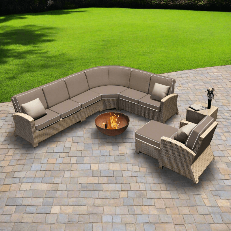 Forever Patio Barbados Wicker 7 Piece 90 Degree Sectional Set