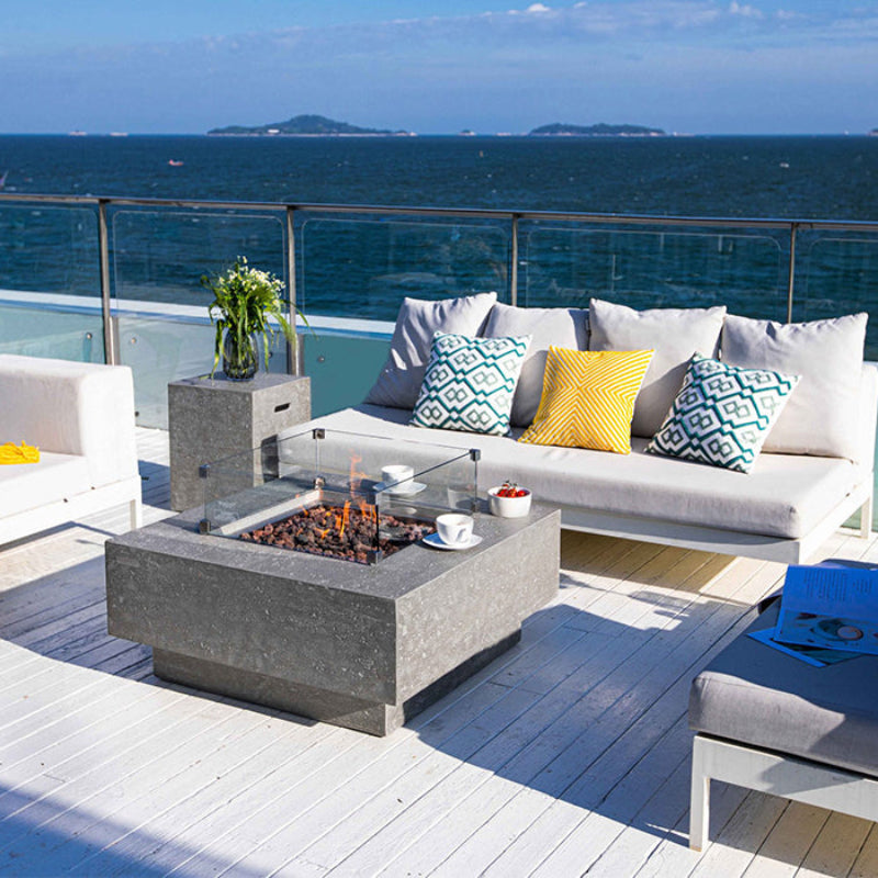 Elementi Manhattan Glass Fiber Reinforced Concrete Outdoor Fire Pit Table