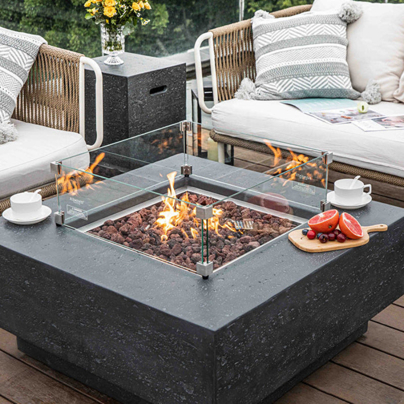Elementi Manhattan Glass Fiber Reinforced Concrete Outdoor Fire Pit Table