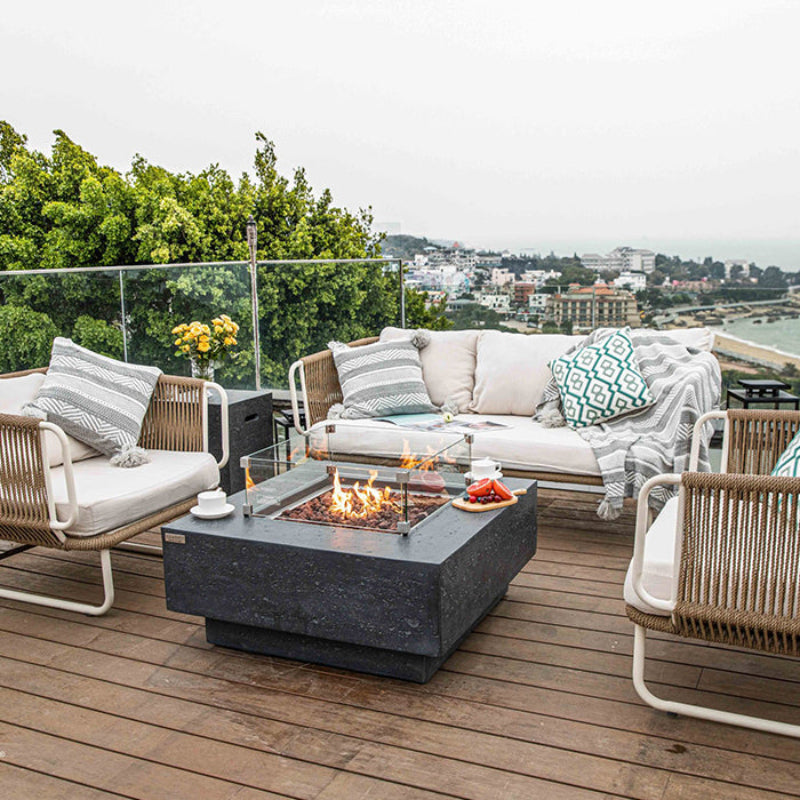 Elementi Manhattan Glass Fiber Reinforced Concrete Outdoor Fire Pit Table