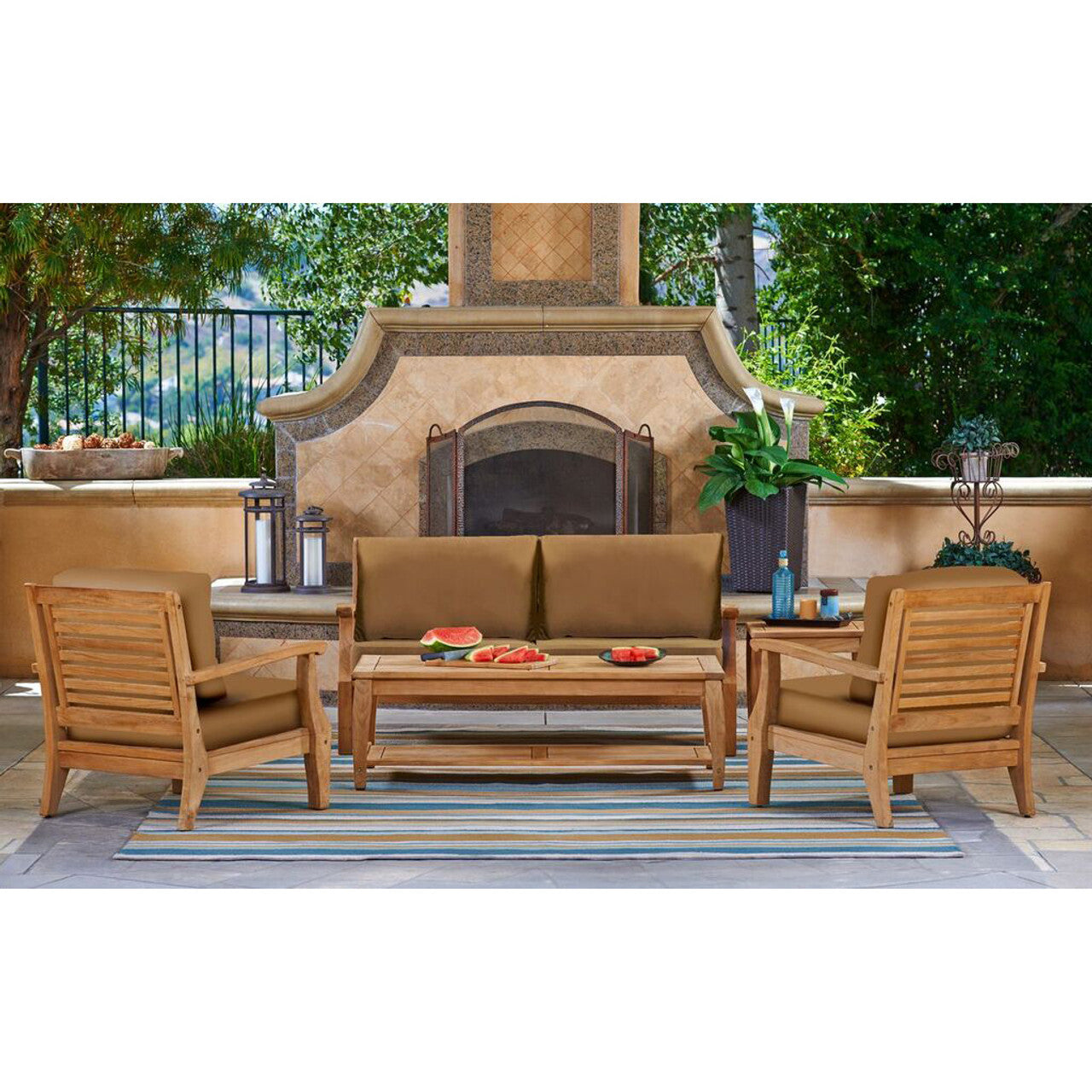 Forever Patio 4 Piece Miramar Plantation Teak Sofa Set