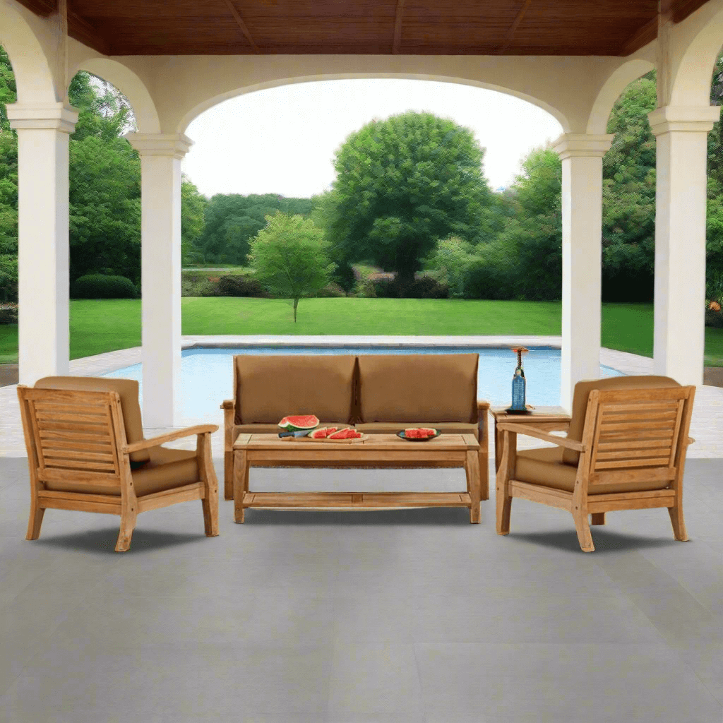 Forever Patio 4 Piece Miramar Plantation Teak Sofa Set