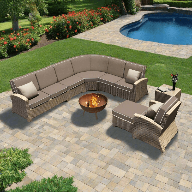 Forever Patio Barbados Wicker 7 Piece 90 Degree Sectional Set