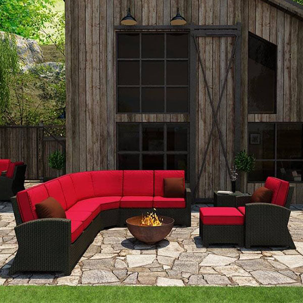 Forever Patio Barbados Wicker 7 Piece 90 Degree Sectional Set