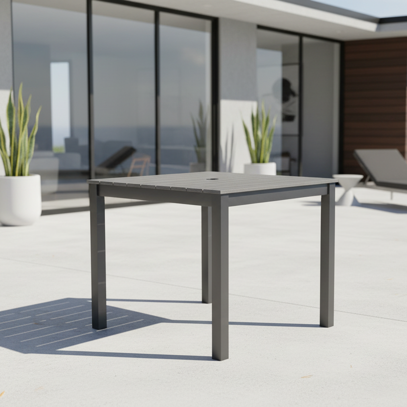 Forever Patio Chalfonte Aluminum Outdoor 33-Inch Square Dining Table with Umbrella Hole