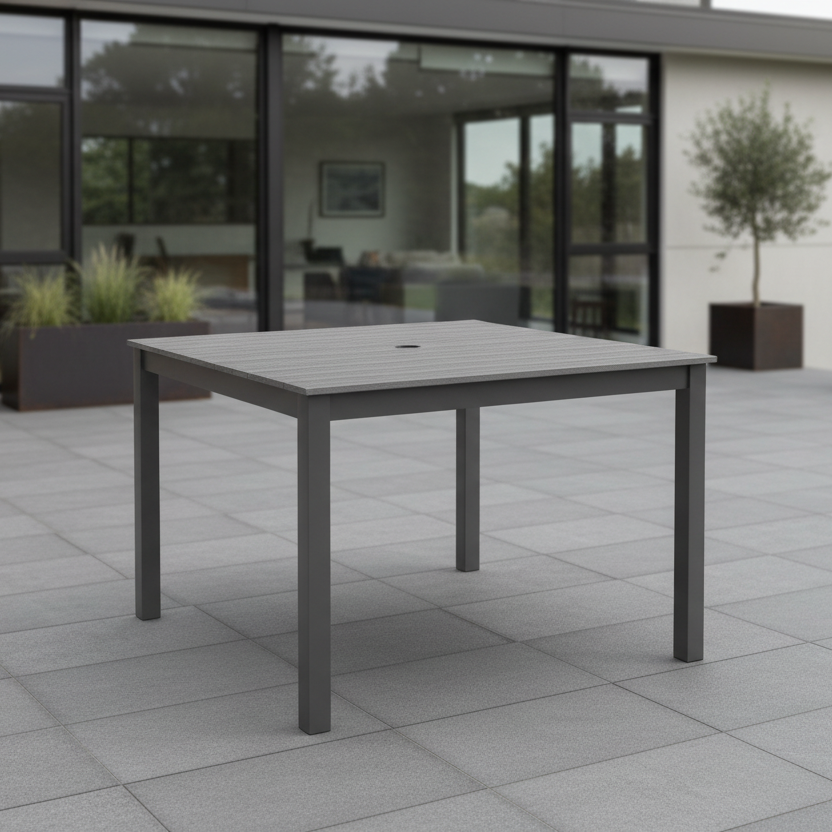Forever Patio Chalfonte Aluminum Outdoor 41-Inch Square Dining Table with Umbrella Hole
