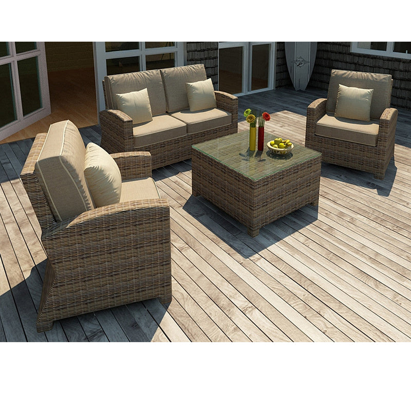 Forever Patio Cypress Collection 4 Piece Wicker Loveseat Set (Toss Pillows Not Included)