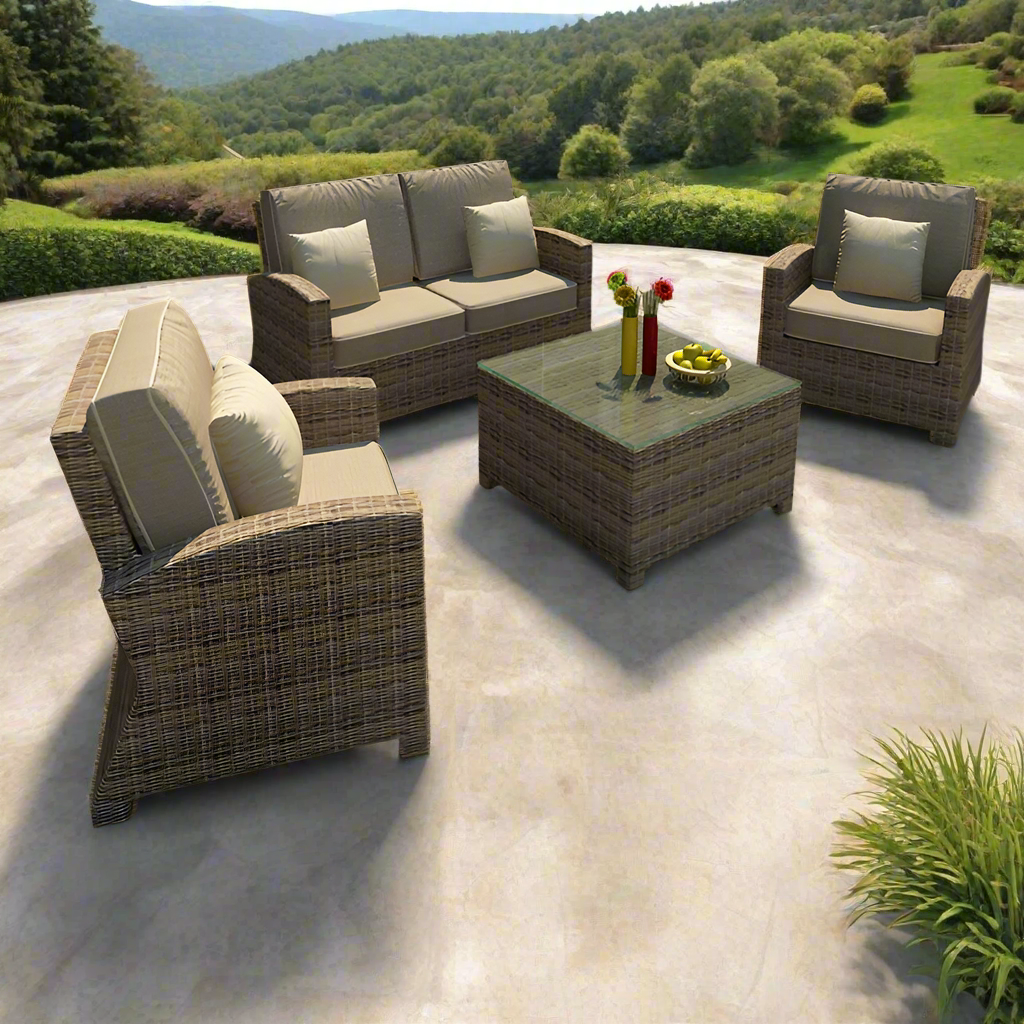 Forever Patio Cypress Collection 4 Piece Wicker Loveseat Set (Toss Pillows Not Included)