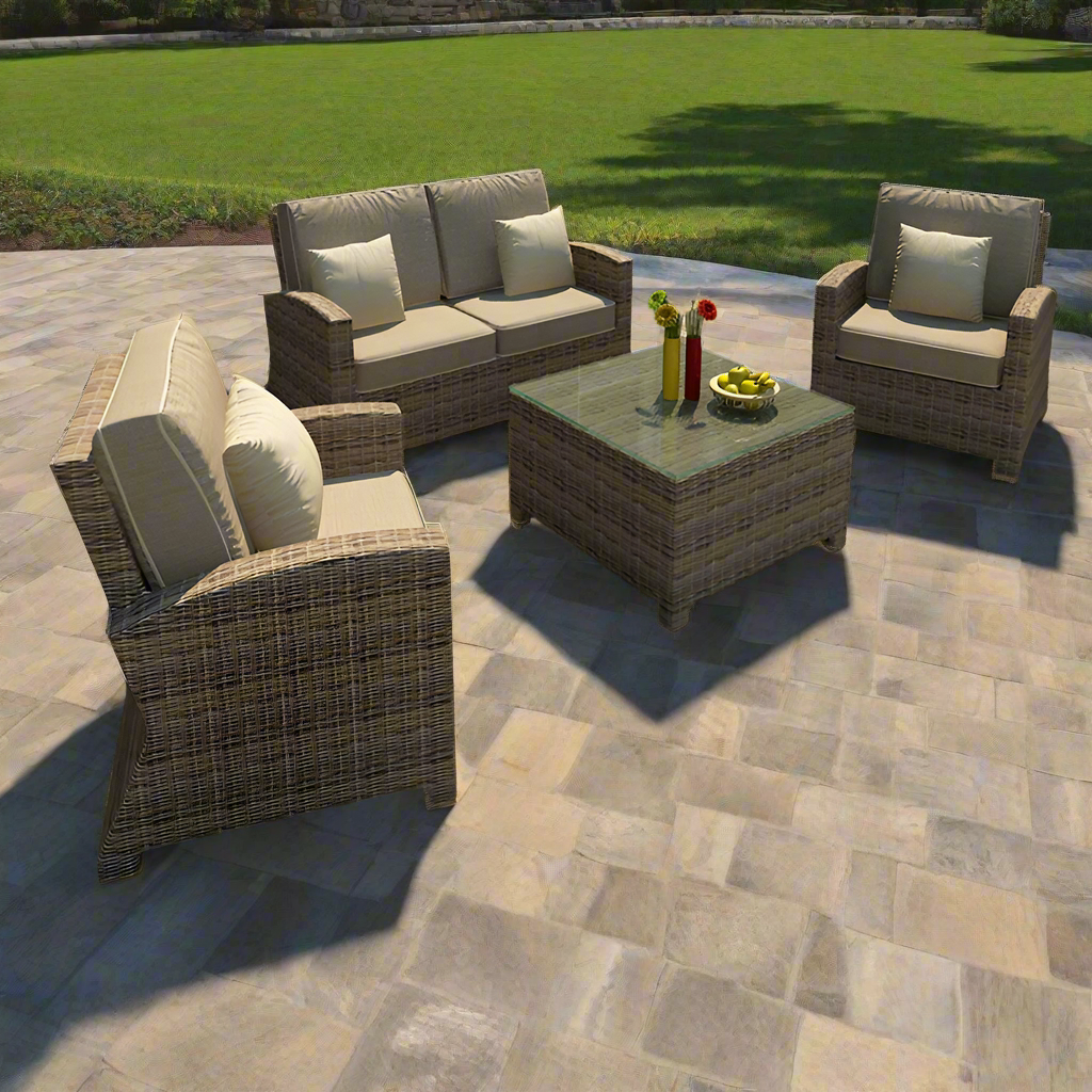 Forever Patio Cypress Collection 4 Piece Wicker Loveseat Set (Toss Pillows Not Included)