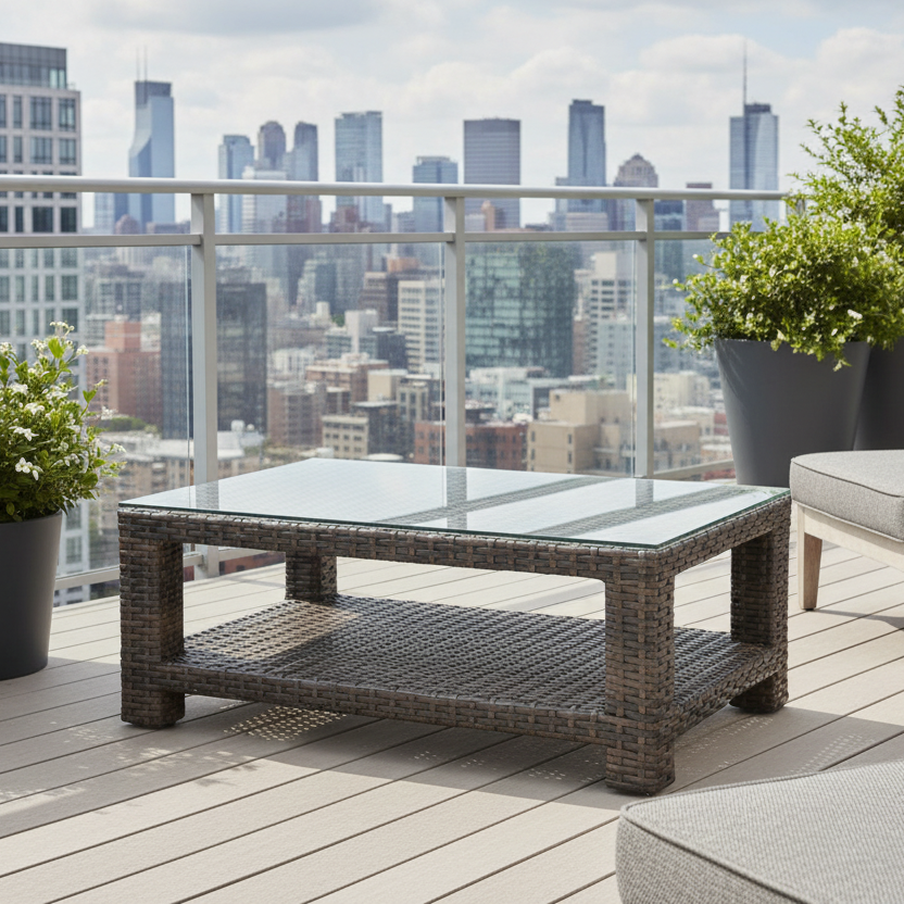 NorthCape International Lakeside Wicker Outdoor Rectangular Coffee Table