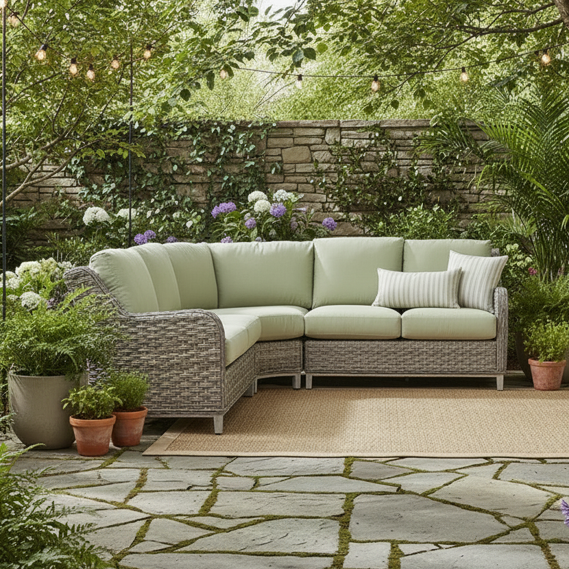 South Sea Rattan Grand Isle Wicker Outdoor 5-Person Sectional Set