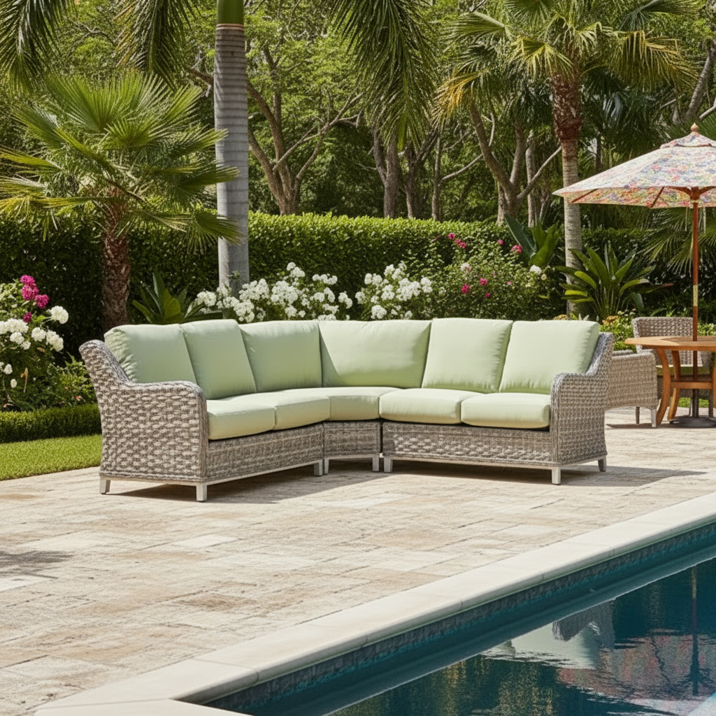 South Sea Rattan Grand Isle Wicker Outdoor 5-Person Sectional Set