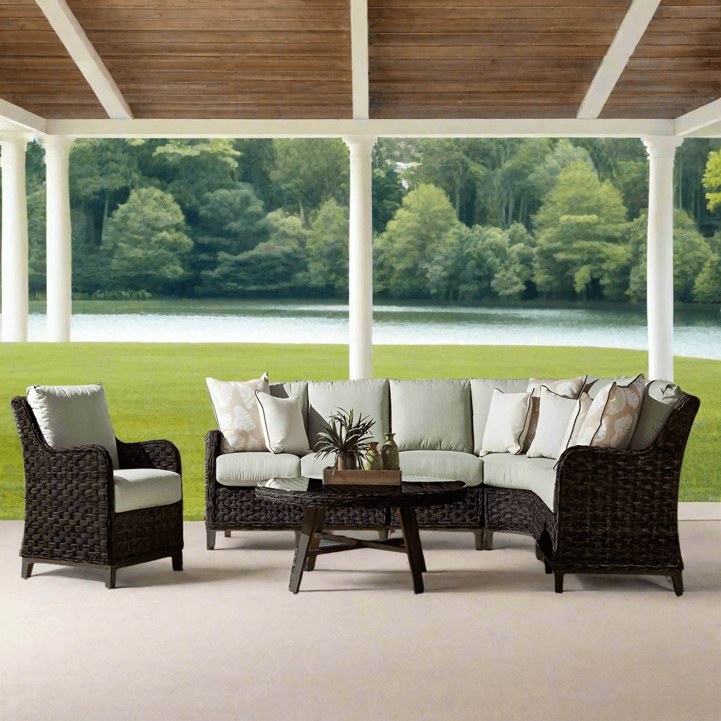 South Sea Rattan Grand Isle Resin Wicker 6 Piece Outdoor Sectional Patio Set