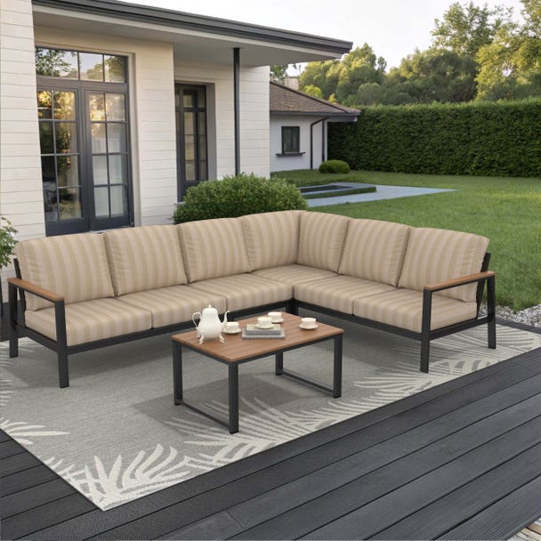 Forever Patio Hanover Aluminum Outdoor 6-Person Modular Sectional Patio Set