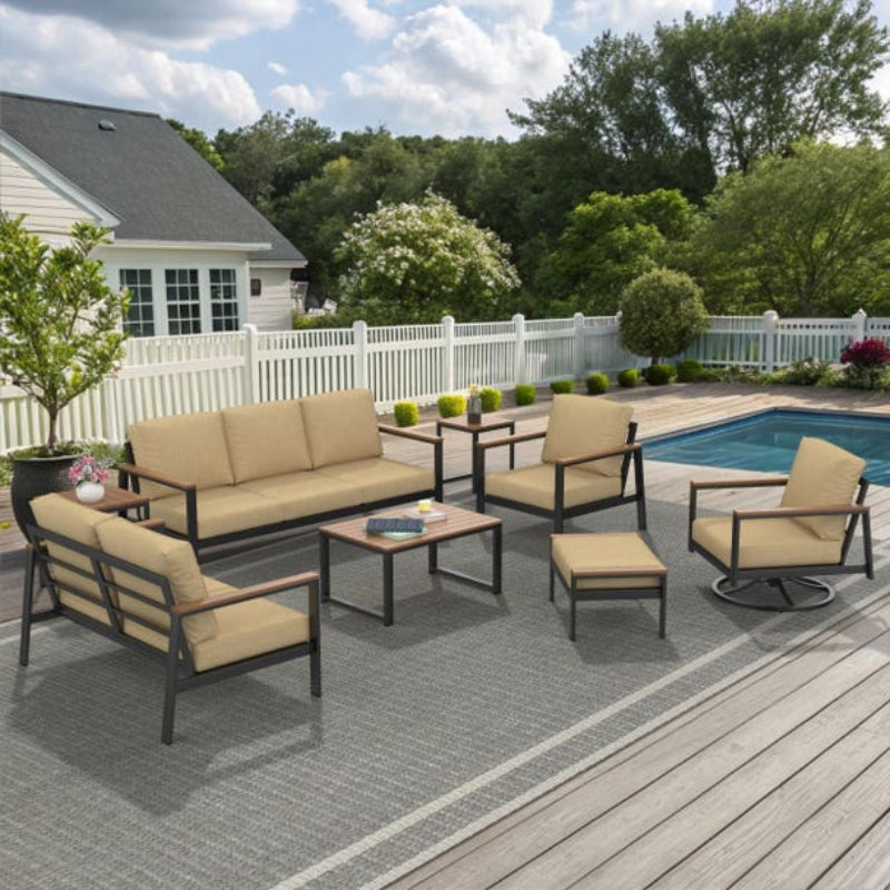 Forever Patio Hanover Aluminum Outdoor 7-Person Ultimate Lounge Patio Set