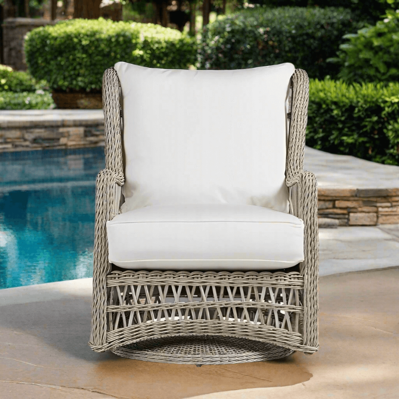Lloyd Flanders Mackinac Woven Vinyl Outdoor High Back Swivel Glider Lounge Chair