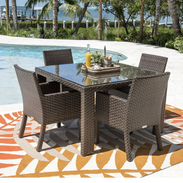Hospitality Rattan Fiji 5 PC Side Chair Dining Set with Cushions
