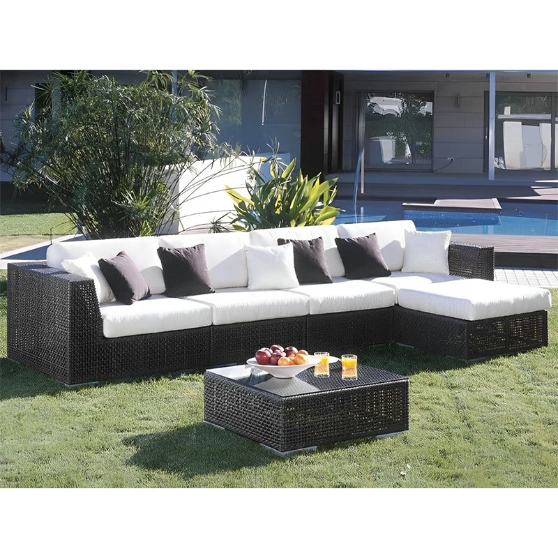 Hospitality Rattan Soho Wicker 6 Piece Sectional Sofa Set