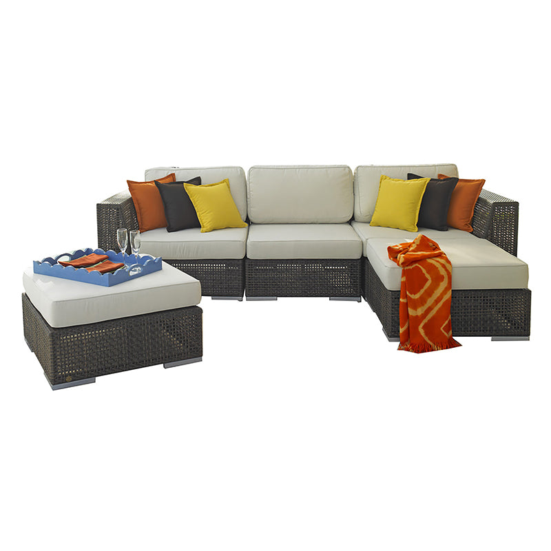 Hospitality Rattan Soho Wicker 5 Piece Sectional Loveseat Set