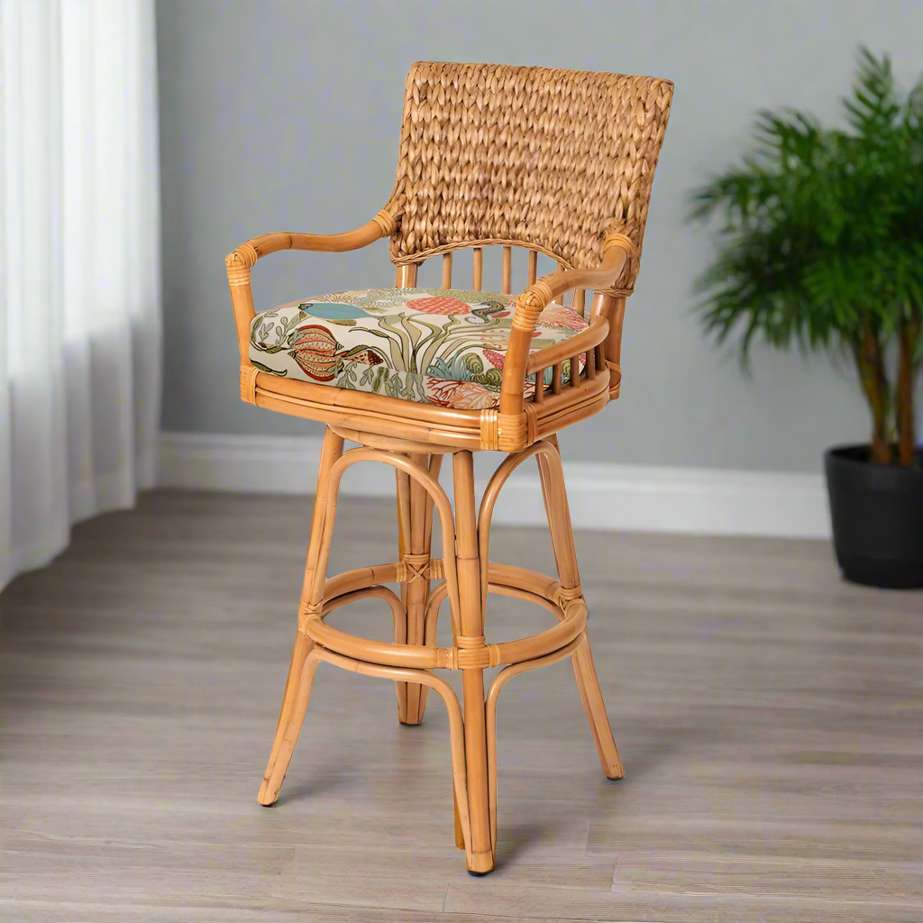 Alexander & Sheridan Key Largo Rattan Indoor 24" Bar Stool