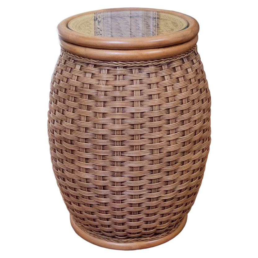 Alexander & Sheridan Kona Rattan Indoor Round End Table With Glass