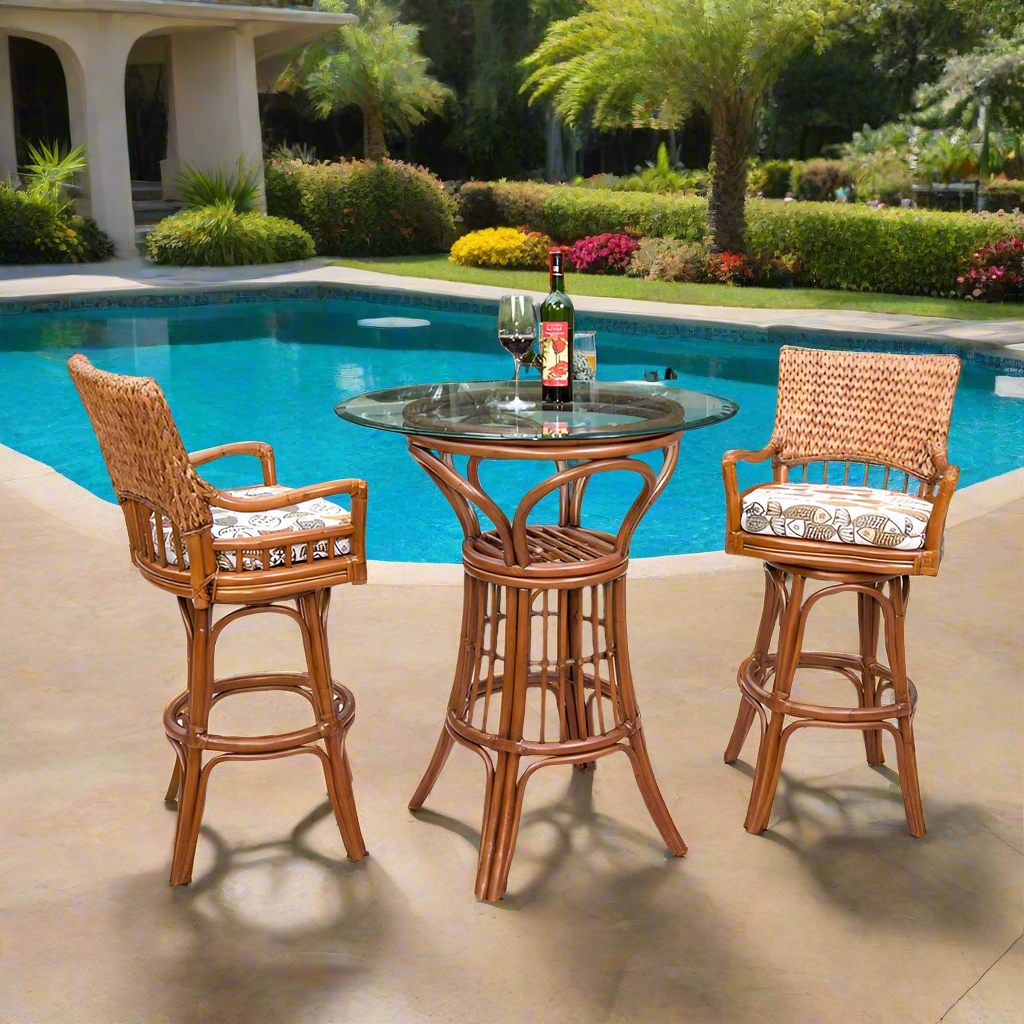 Alexander & Sheridan Key Largo Rattan Indoor 3 Piece Pub Set