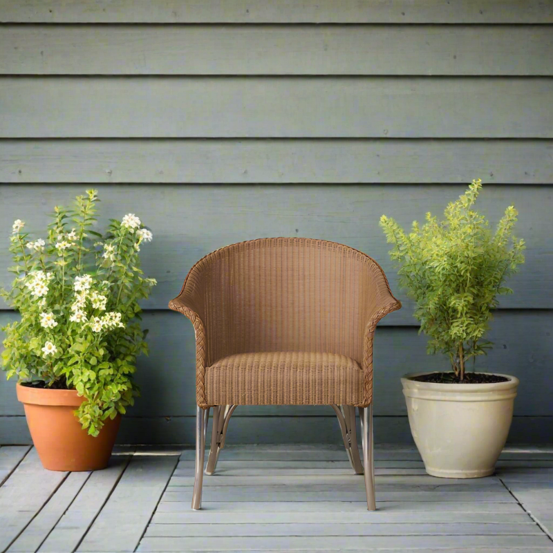 Lloyd Flanders All Seasons Wicker Aluminum Outdoor Dining Armchair with Padded Seat