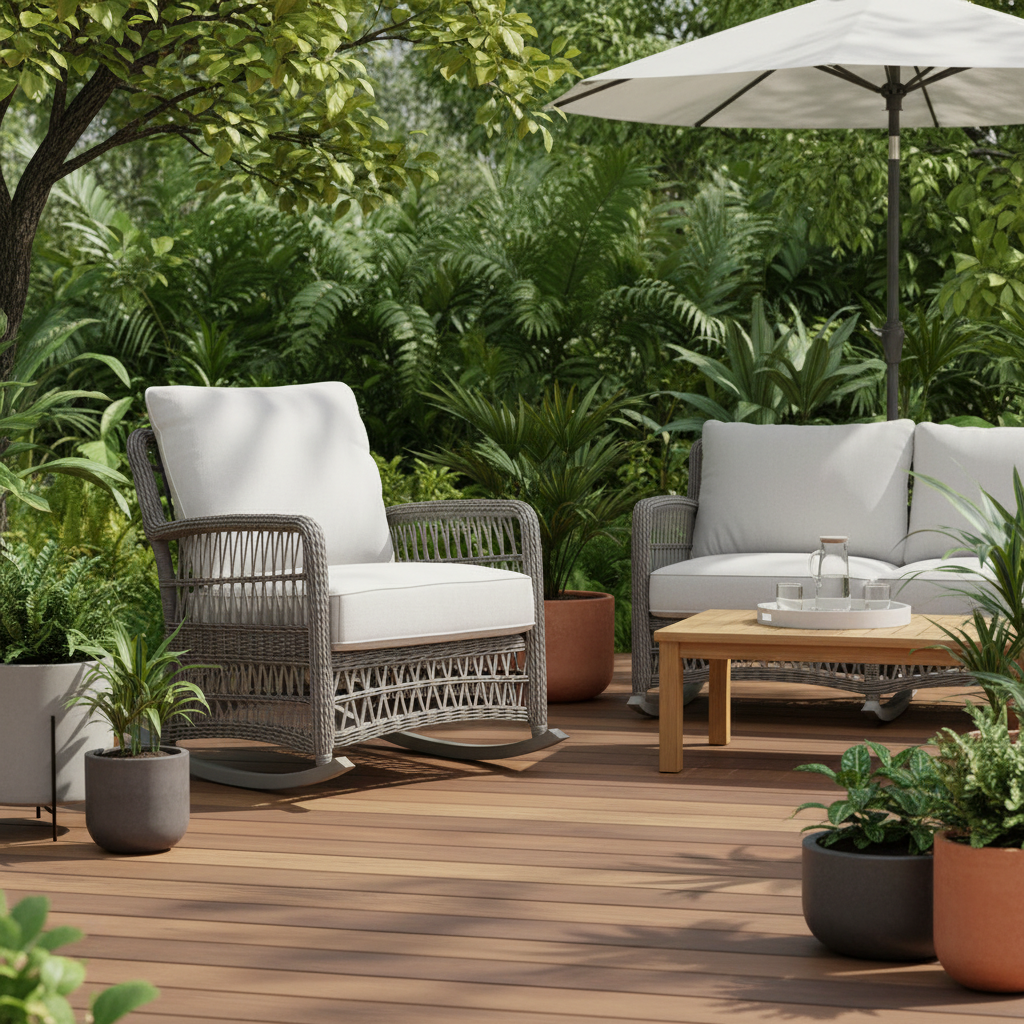 Lloyd Flanders Mackinac Woven Vinyl Outdoor Lounge Rocker