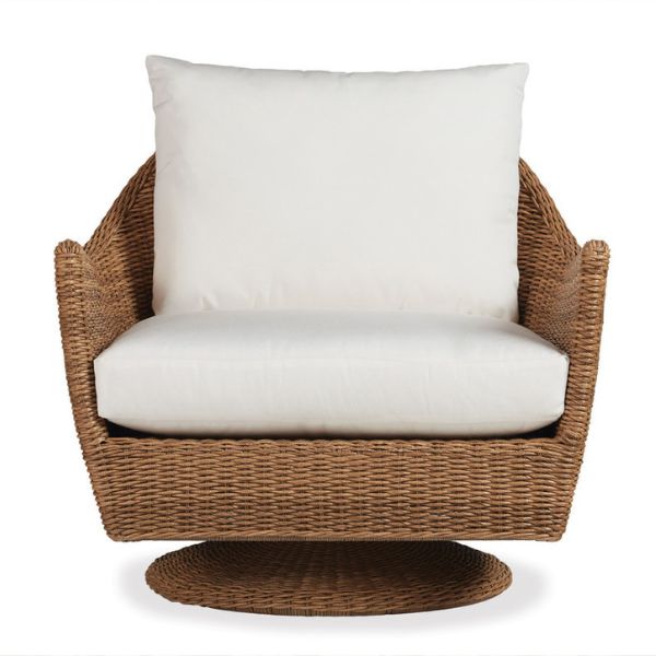 Lloyd Flanders Tobago Woven Vinyl Swivel Lounge Chair -  in White Background