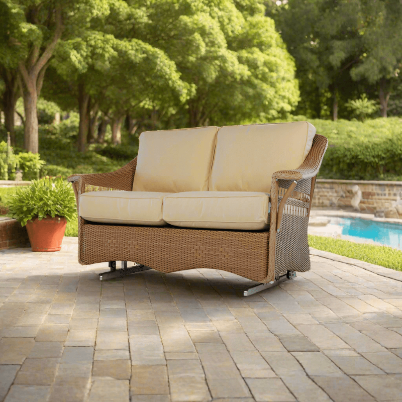 Lloyd Flanders Nantucket Wicker Outdoor Loveseat Glider