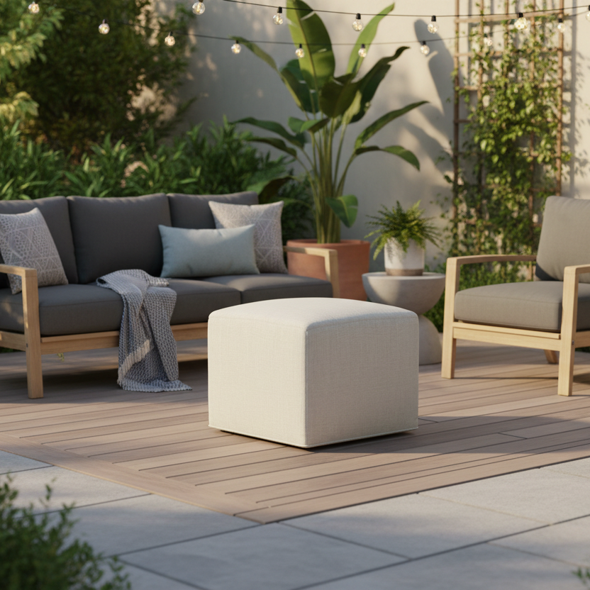 Forever Patio Lunaro  Recycled Poly Lumber Outdoor Medium Cube Ottoman