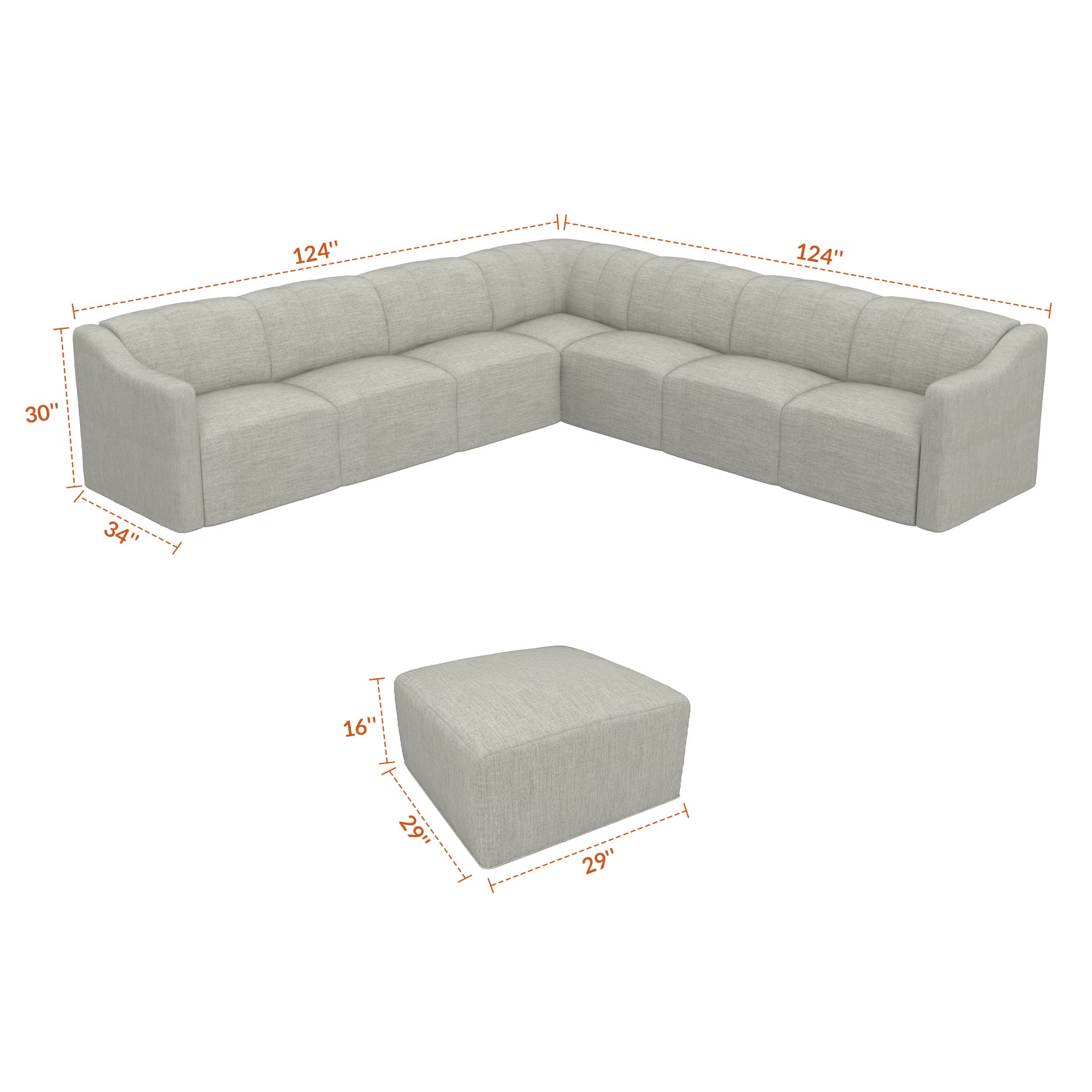 Forever Patio Lunaro Recycled Poly Lumber Outdoor 7-Person Sectional Conversation Set