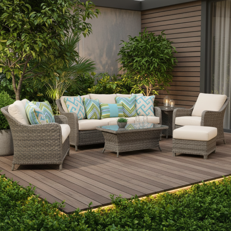 South Sea Rattan Mayfair Wicker Outdoor 6-Person Conversation Set