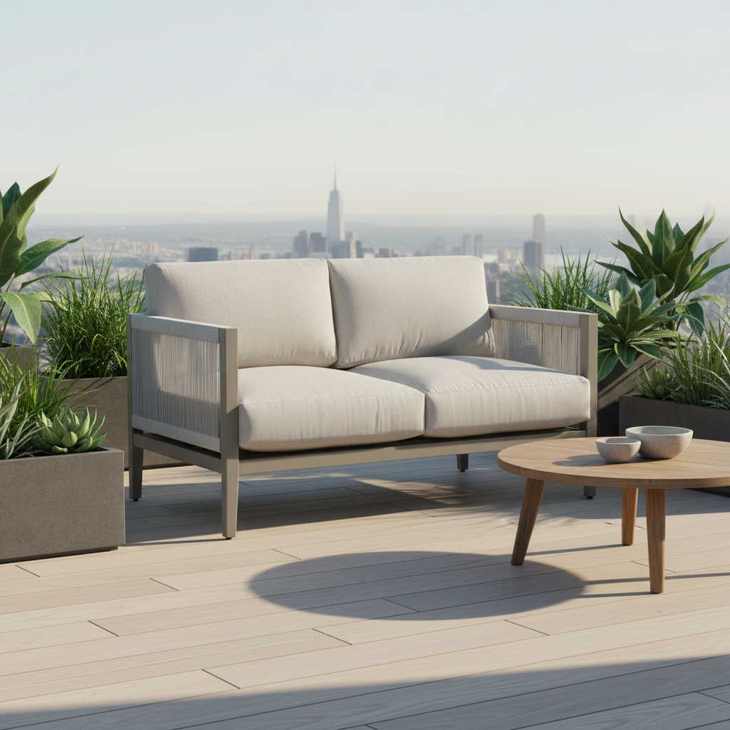 South Sea Rattan Nicole Aluminum With Marine Rope Wrapping Outdoor Loveseat