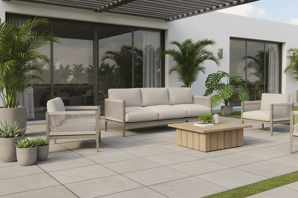 South Sea Rattan Nicole Aluminum With Marine Rope Wrapping Outdoor Sofa