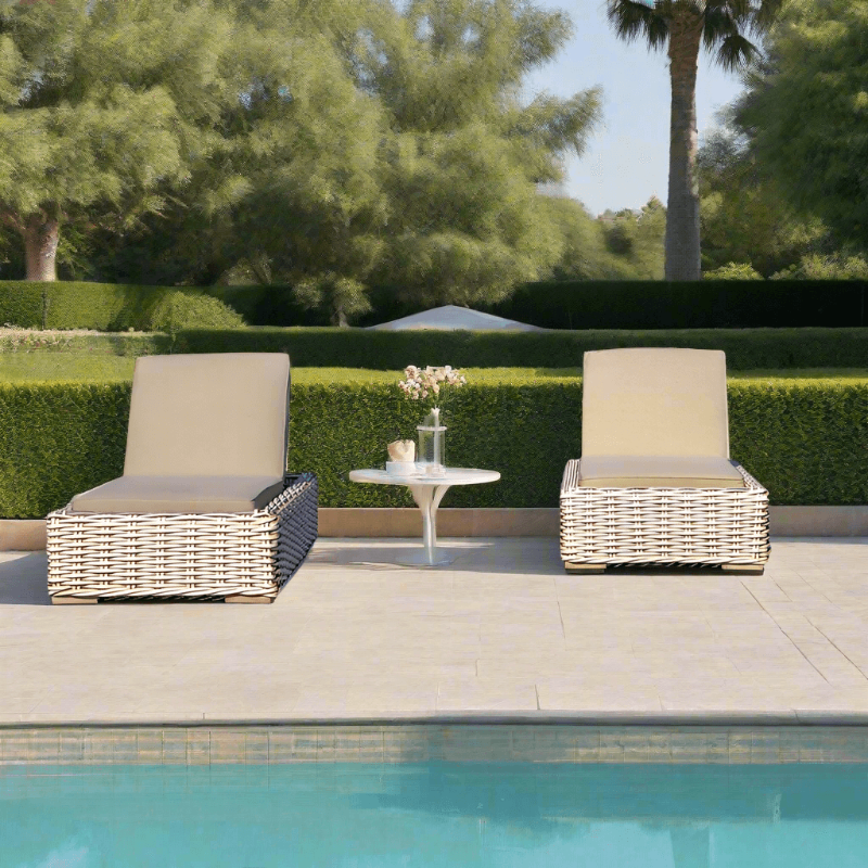OUTSY Anna Wicker Aluminum Outdoor Sun Lounger