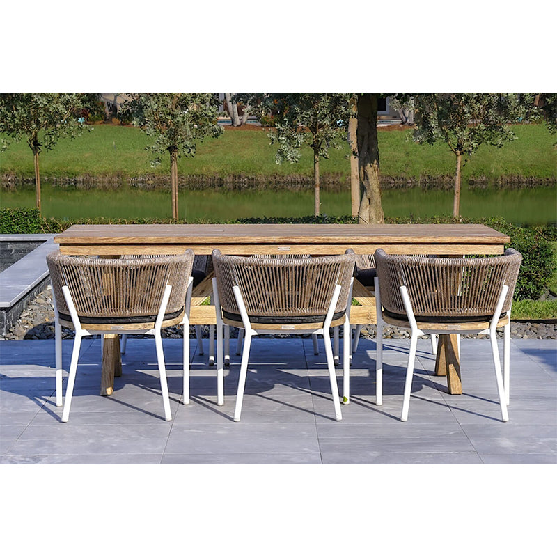 OUTSY Santino Wood, Aluminum, and Rope Dining Chair with Cushion (Set Of 2)