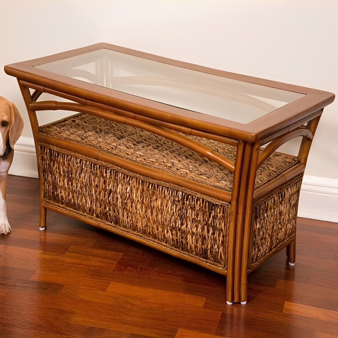 Alexander & Sheridan Panama Rattan Indoor Coffee Table With Glass