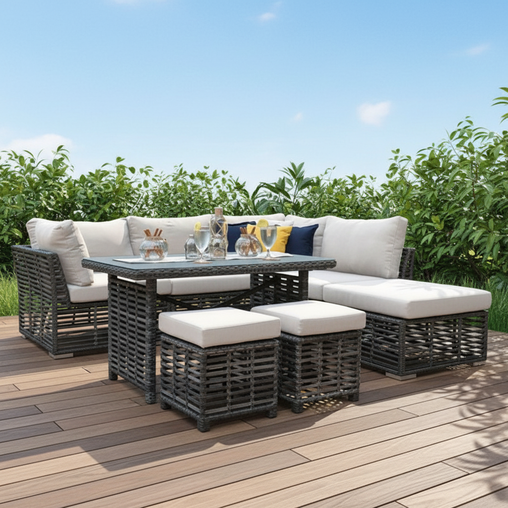 Panama Jack Graphite Aluminum Outdoor Ottoman Set with Cushions - 2 Piece