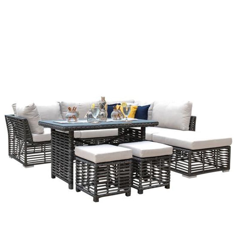 Panama Jack Graphite Aluminum Outdoor Ottoman Set with Cushions - 2 Piece