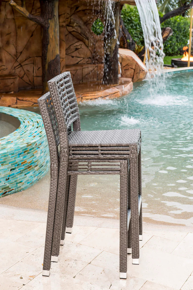 Panama Jack Graphite Aluminum Outdoor Stackable Bar Stool (Set of 2)