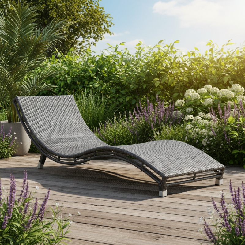 Panama Jack Graphite Aluminum Outdoor Curve Chaise Lounge