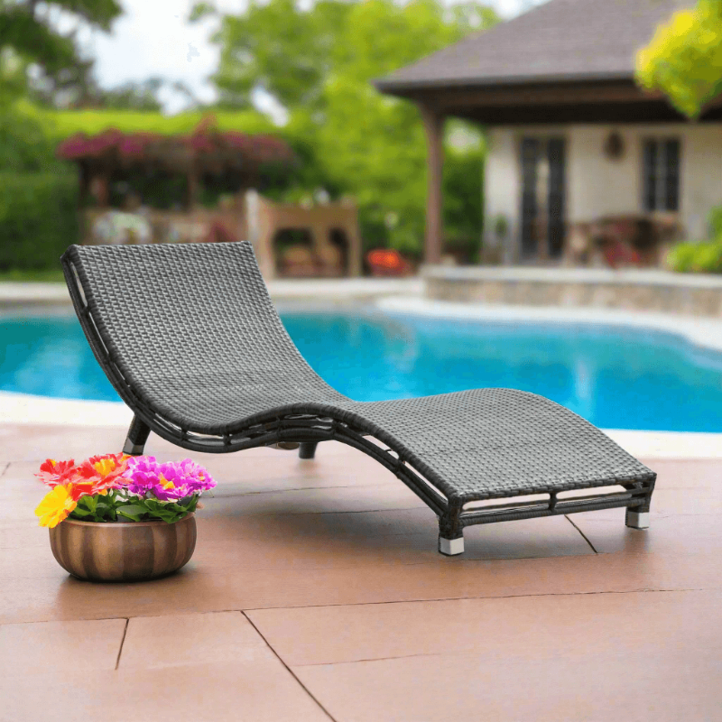 Panama Jack Graphite Aluminum Outdoor Curve Chaise Lounge