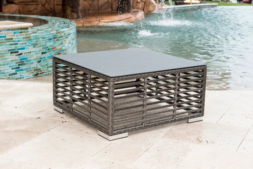 Panama Jack Graphite Aluminum Outdoor Square Coffee Table with Glass