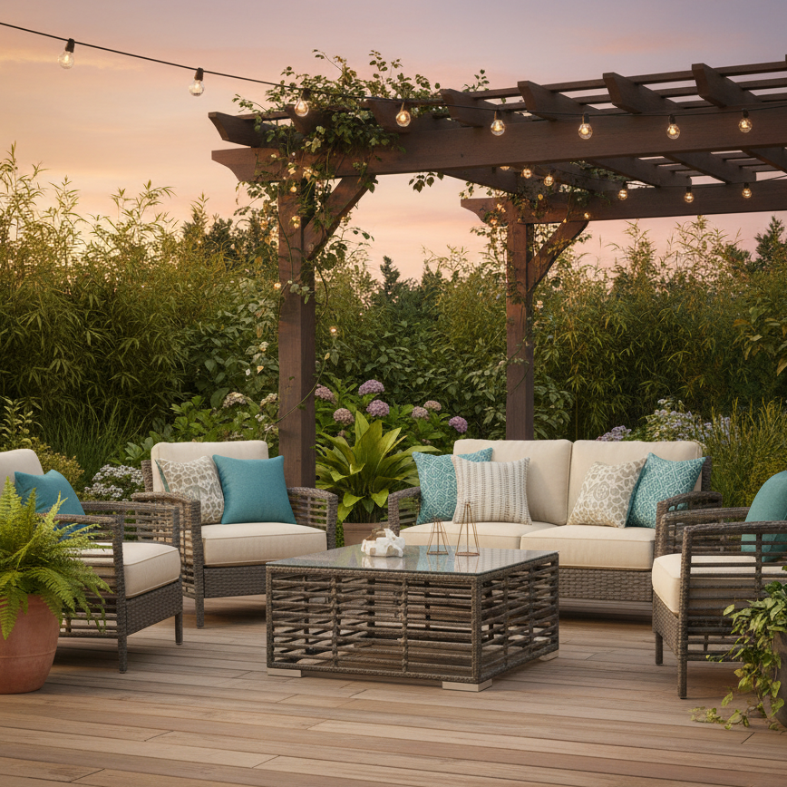 Panama Jack Graphite Square Coffee Table with Glass