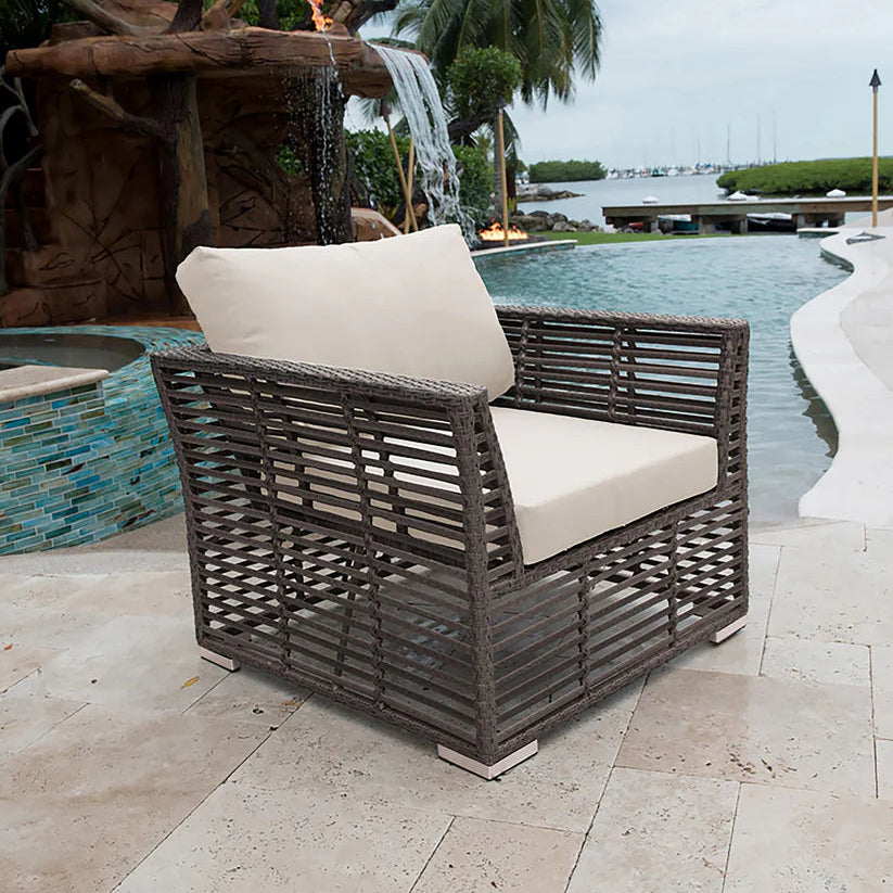 Panama Jack Graphite Aluminum Outdoor Lounge Chair with Cushions