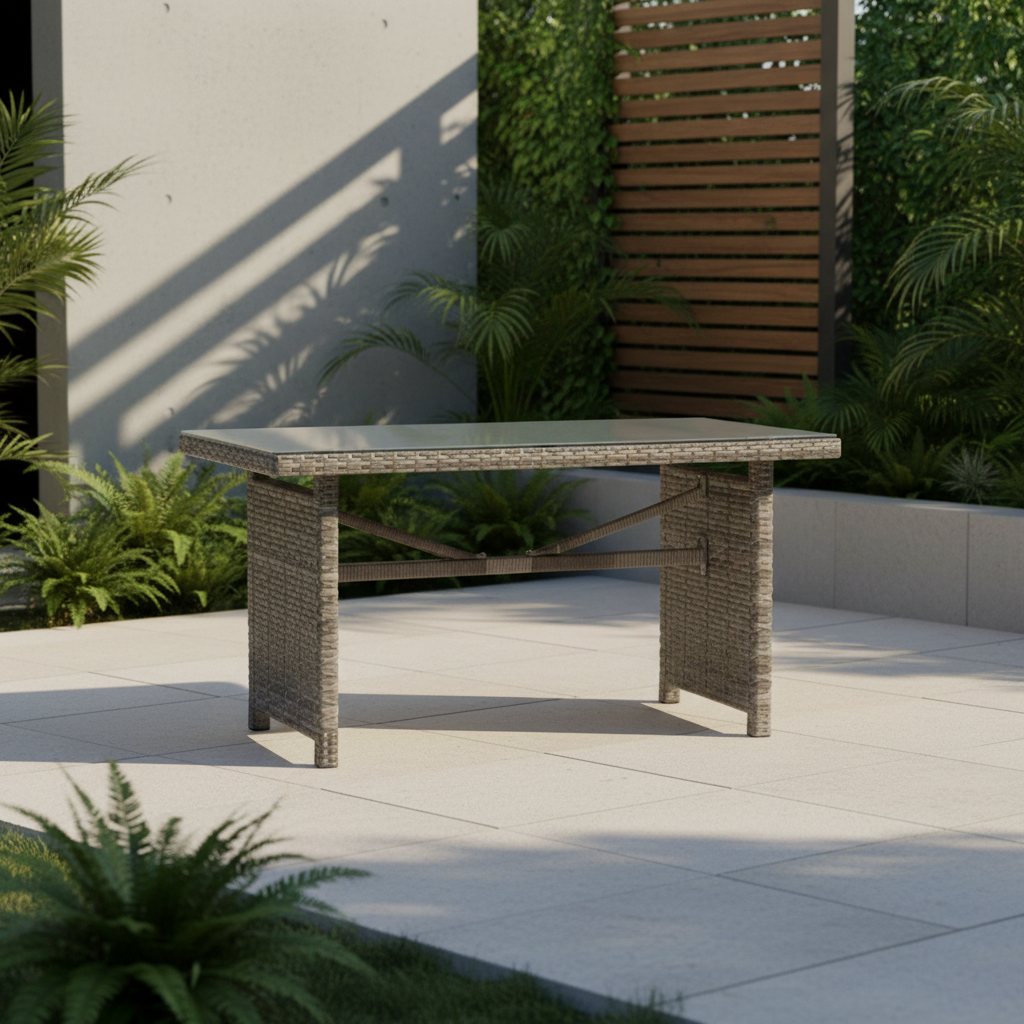 Panama Jack Graphite Aluminum Outdoor Rectangular High Coffee Table with Frosted Glass