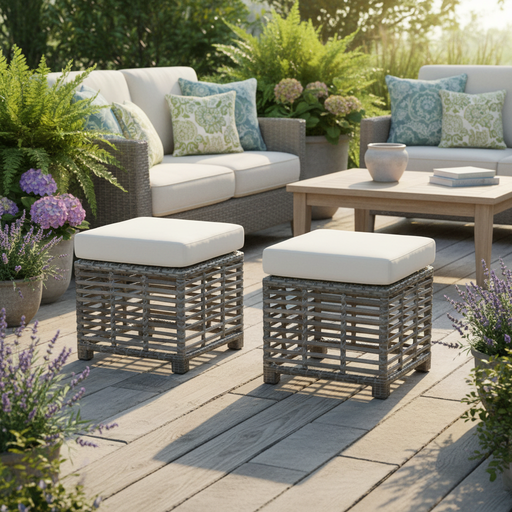 Panama Jack Graphite Aluminum Outdoor Ottoman Set with Cushions - 2 Piece
